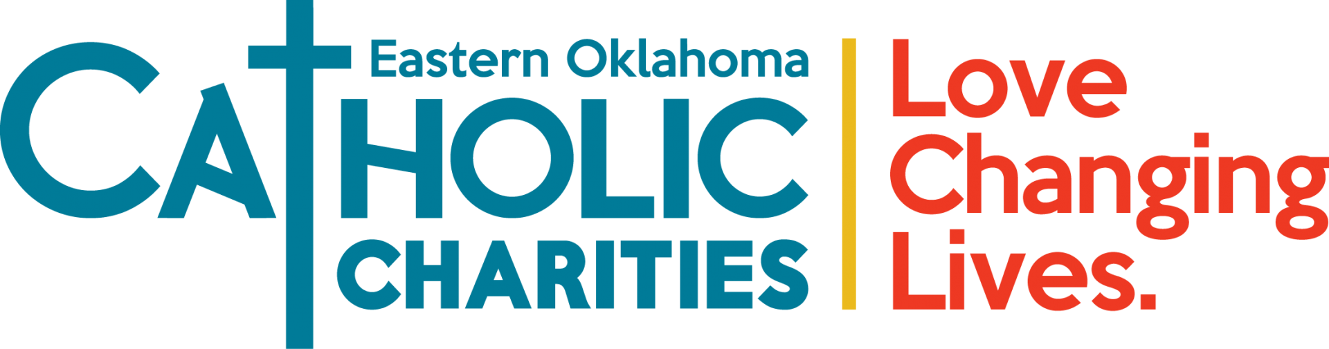 Catholic Charities of Eastern Oklahoma, including the tag line love changing lives